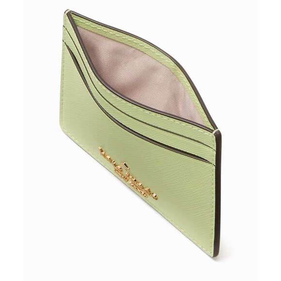 New Kate Spade Small Slim Card Holder Leather Matcha Latte - Picture 2 of 3